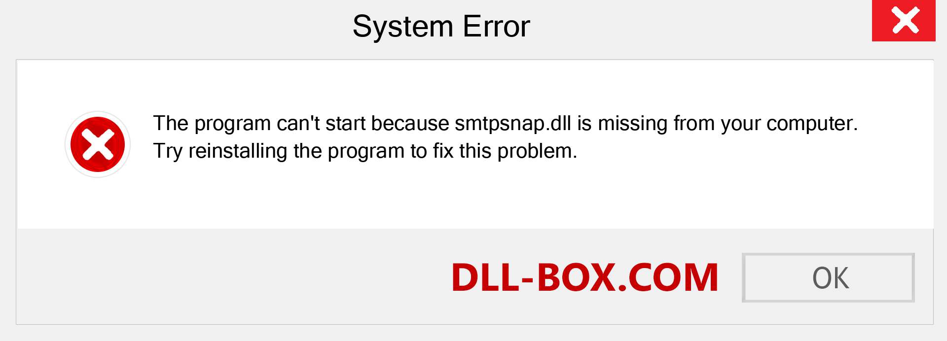  smtpsnap.dll file is missing?. Download for Windows 7, 8, 10 - Fix  smtpsnap dll Missing Error on Windows, photos, images