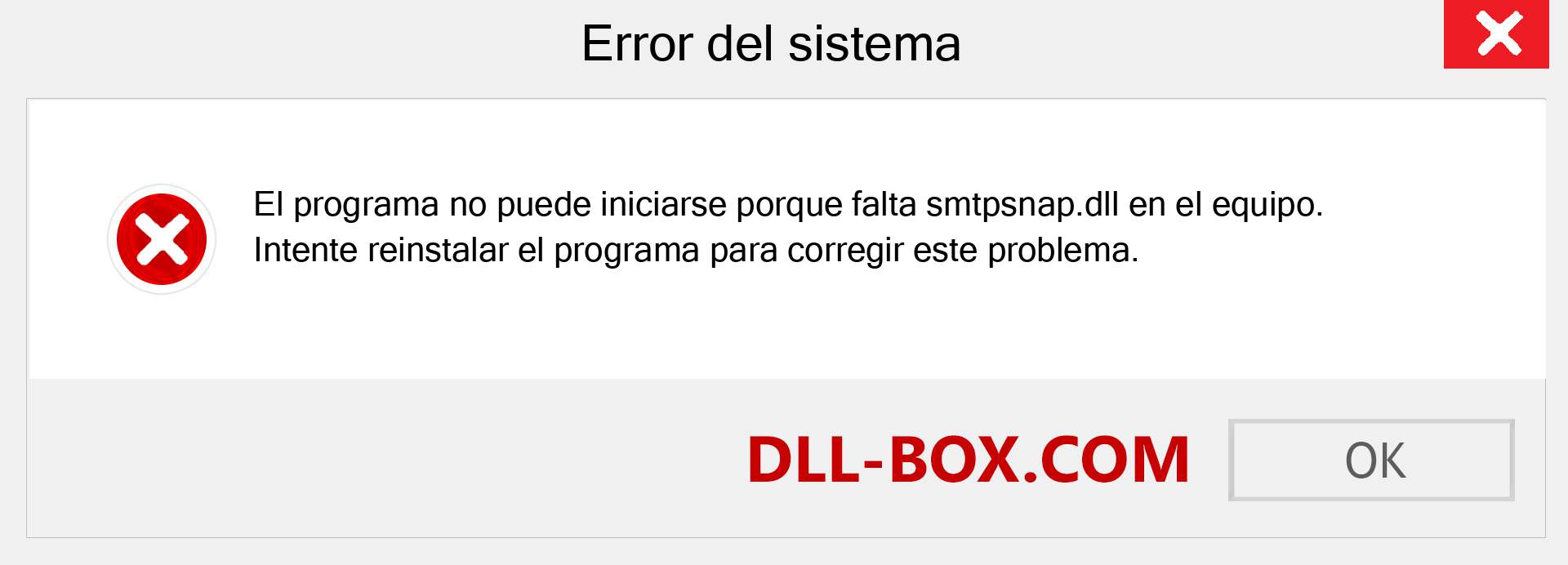 ¿Falta el archivo smtpsnap.dll ?. Descargar para Windows 7, 8, 10 - Corregir smtpsnap dll Missing Error en Windows, fotos, imágenes